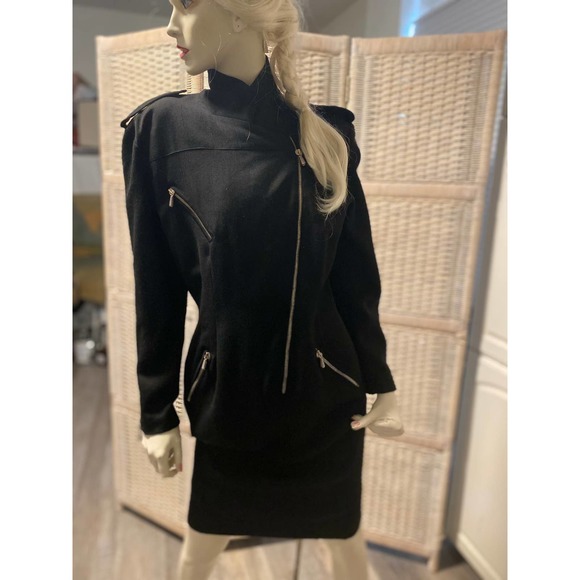 BLACK WOOL DRESS by Claude Rapp Made in Paris Vintage Couture - Picture 1 of 16